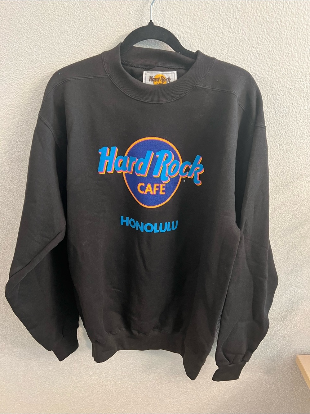 Hard Rock Cafe Black Crewneck with Blue and Orange Logo